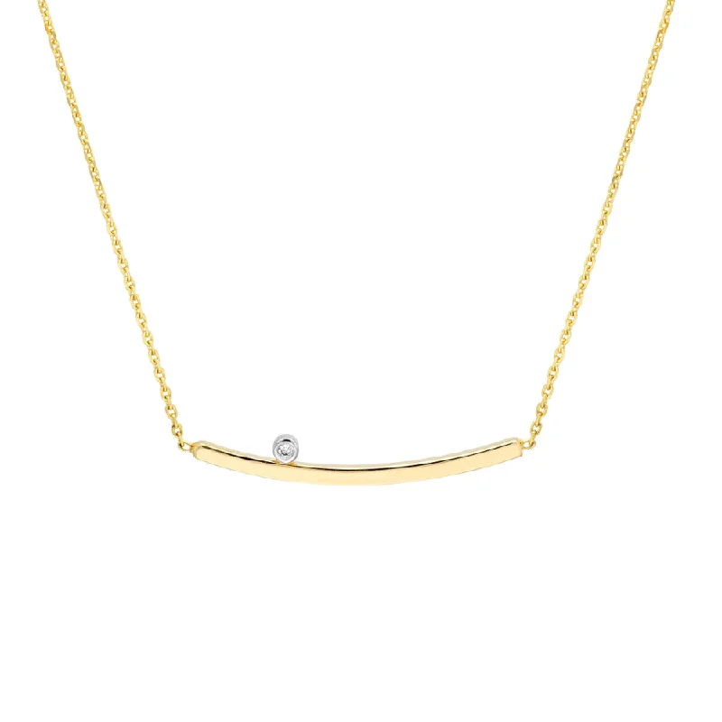 14k Curved Bar With Diamond Necklace