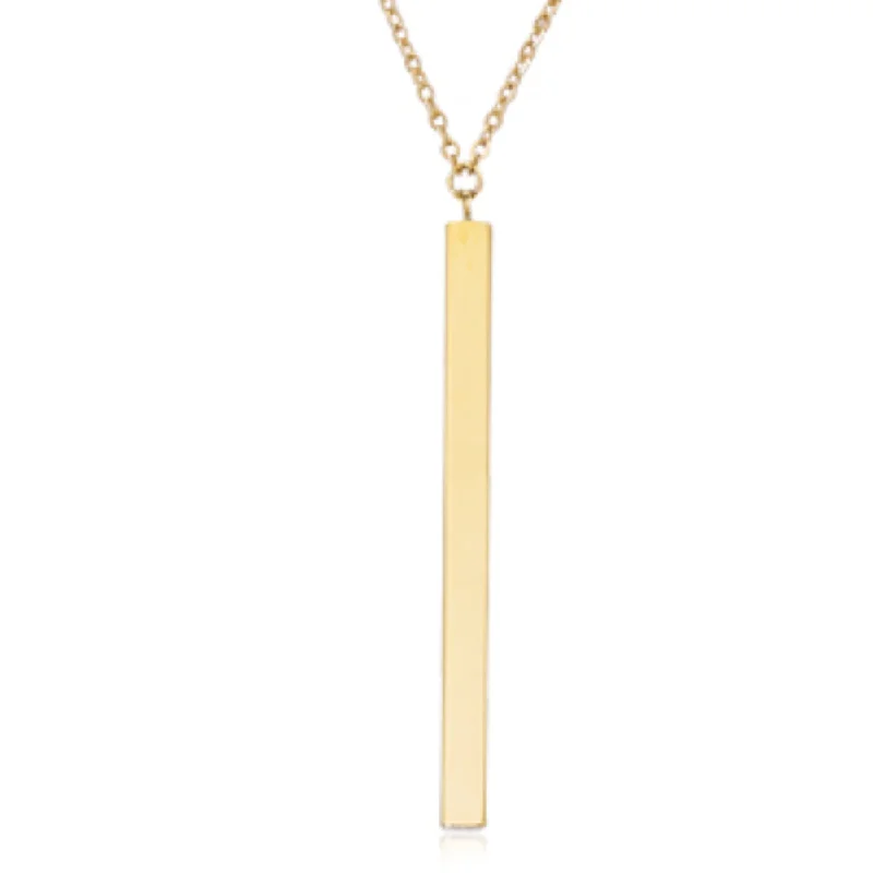 14k Gold Bar Drop Pendant Necklace