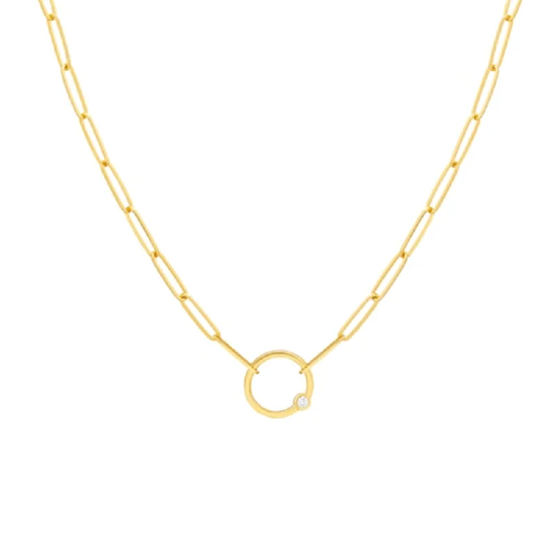 14k Yellow Gold Open Circle Pendant Necklace