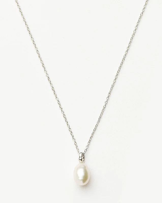 Fine Baroque Pearl Organic Pendant Necklace | 14k Solid White Gold/Pearl