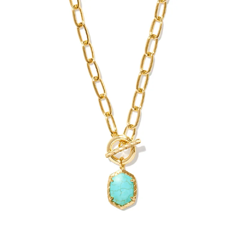 Kendra Scott Daphne Link and Chain Necklace In Variegated Turquoise Magnesite