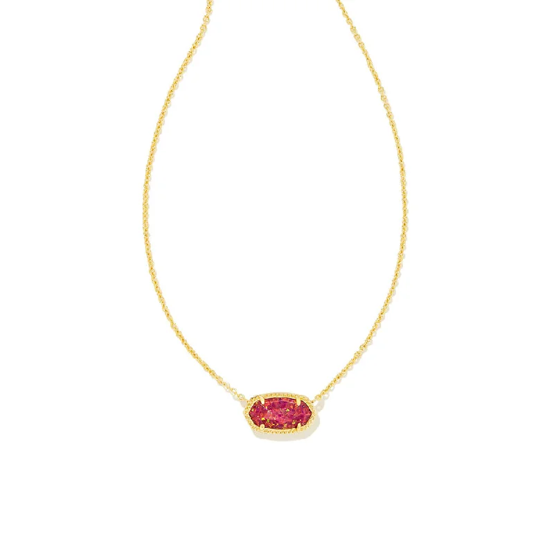 Kendra Scott Elisa Pendant Necklace in Gold Berry Kyocera Opal