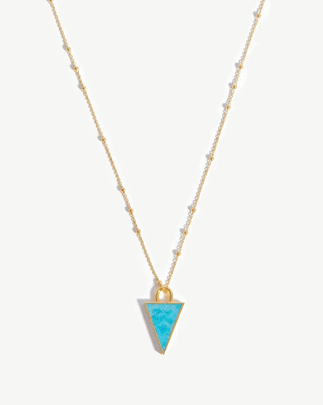 Triangle Pendant Chain Necklace | 18k Gold Plated/Turquoise