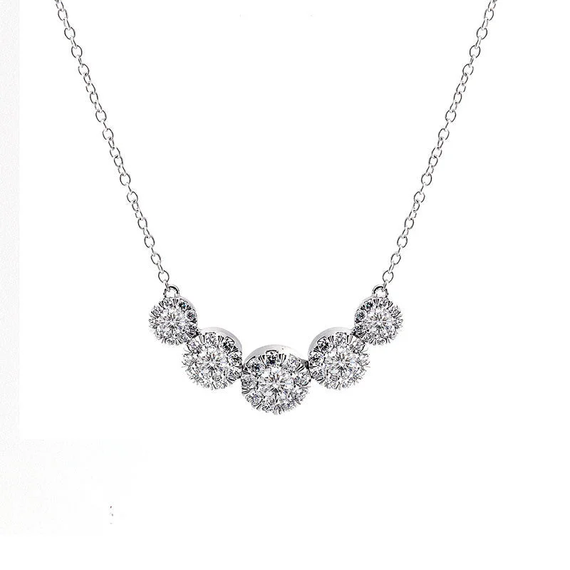 Aura Collection 5 Station Halo Diamond Necklace