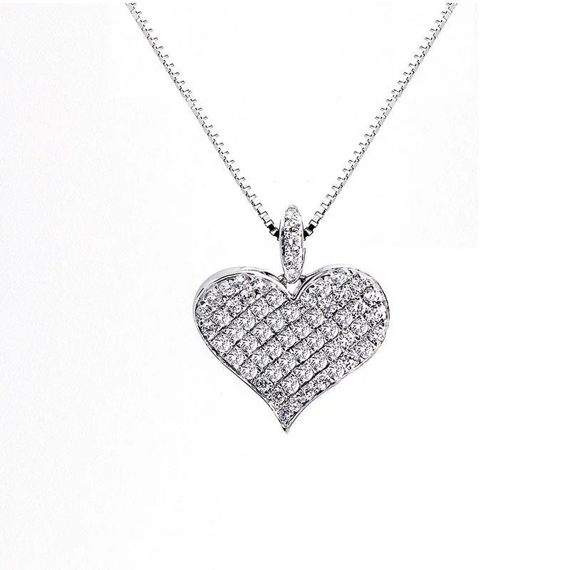 Bellagio Collection Pave Diamond Heart Necklace