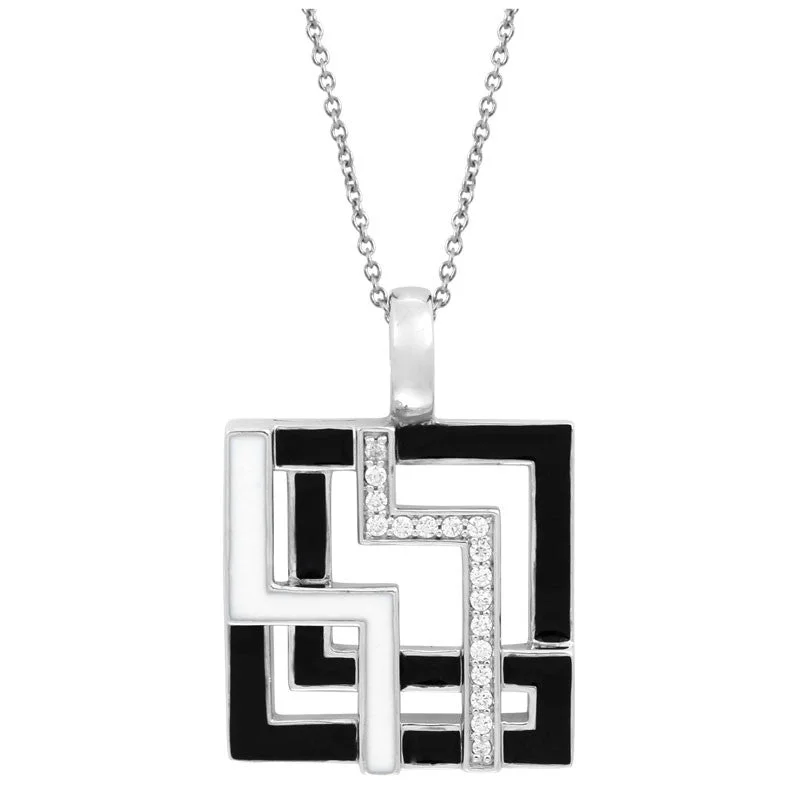 Convergence Collection Black And White Italian Enamel Pendant