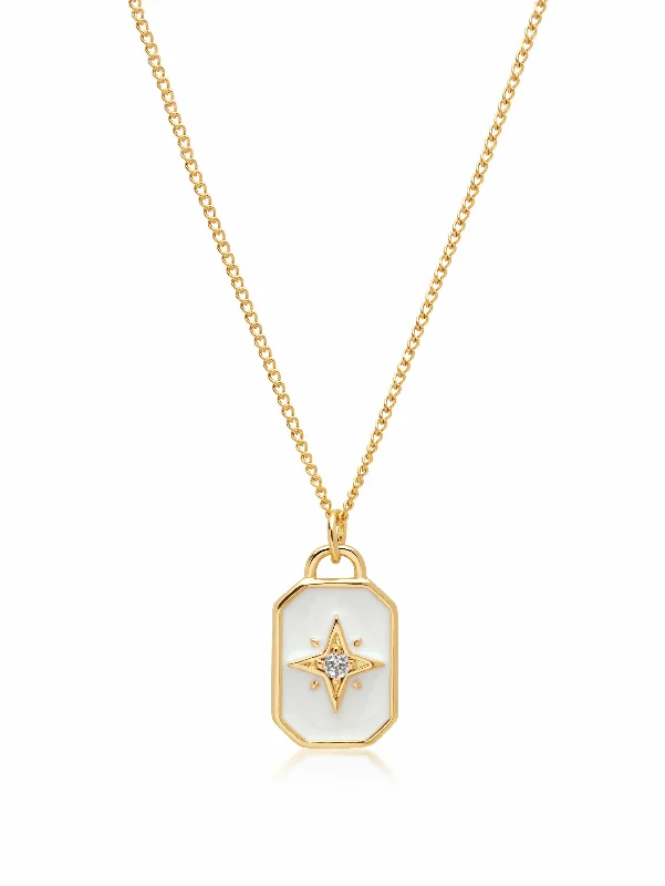 Women's Necklace with Enamel Starburst Pendant