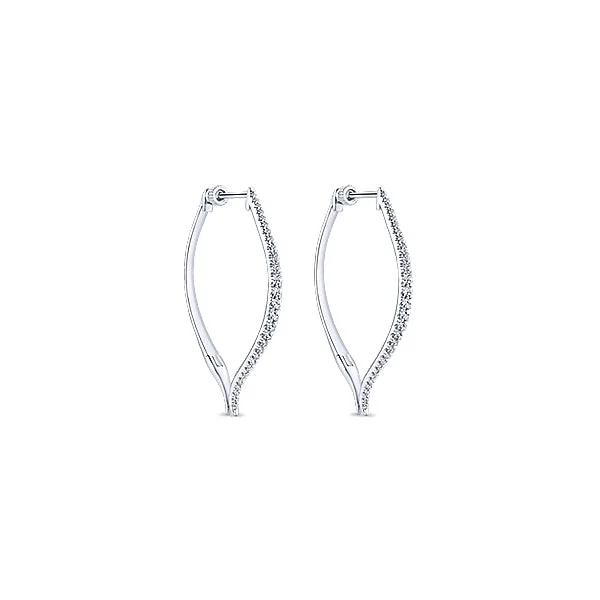 14k White Gold Classic Hoop Earrings - EG13175W45JJ