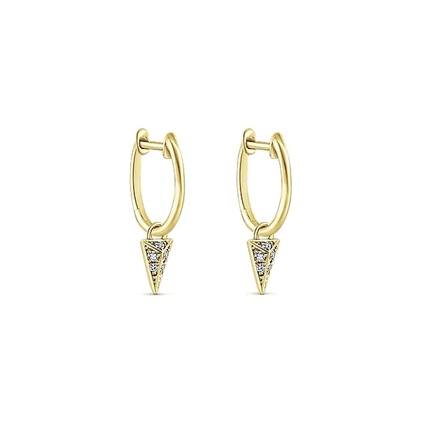 14k Yellow Gold Drop Huggie Earrings - EG13067Y45JJ