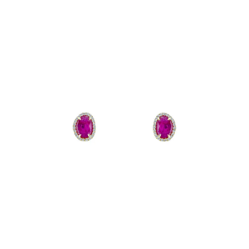 18 Karat Rose Gold Ruby Slice Studs