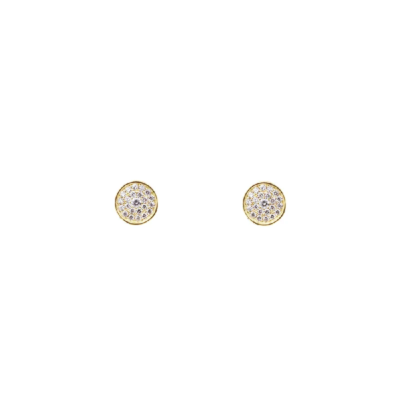 18 Karat Yellow Gold Disc Earrings with 46 White Round Diamonds