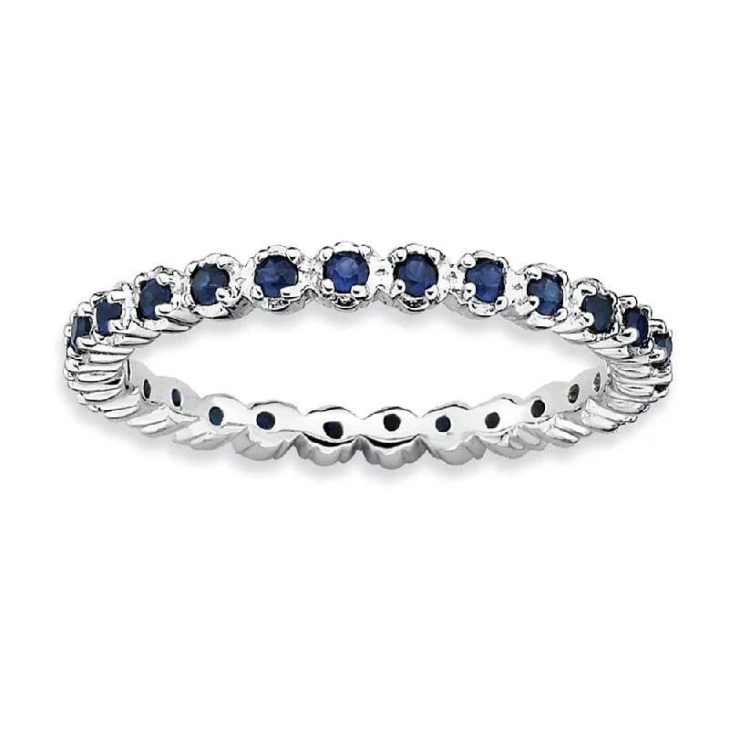 2.25mm Silver Stackable Created Sapphire Band