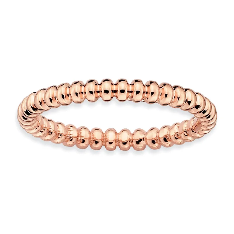 2.25mm Stackable 14K Rose Gold Plated Silver Beaded Band