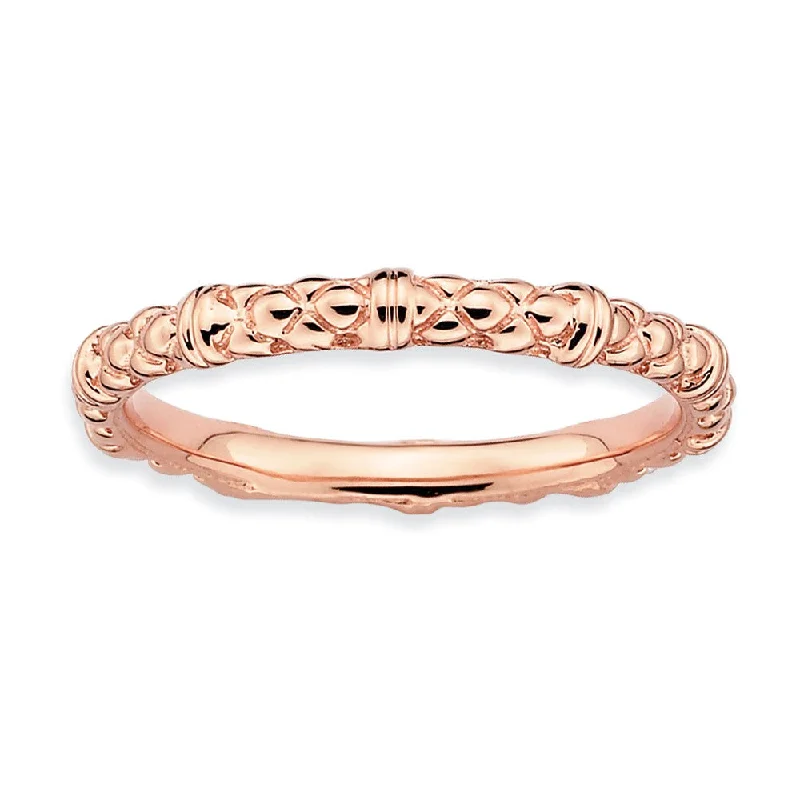 2.25mm Stackable 14K Rose Gold Plated Silver Popcorn Band