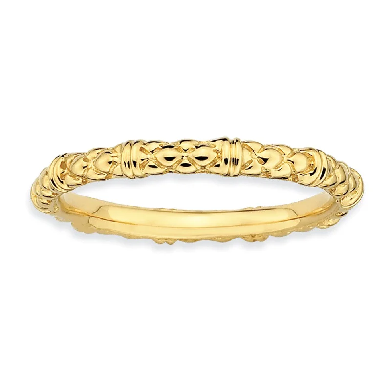 2.25mm Stackable 14K Yellow Gold Plated Silver Popcorn Band