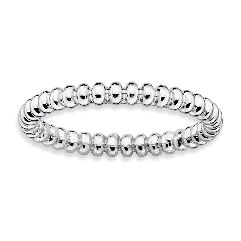 2.25mm Stackable Sterling Silver Beaded Band