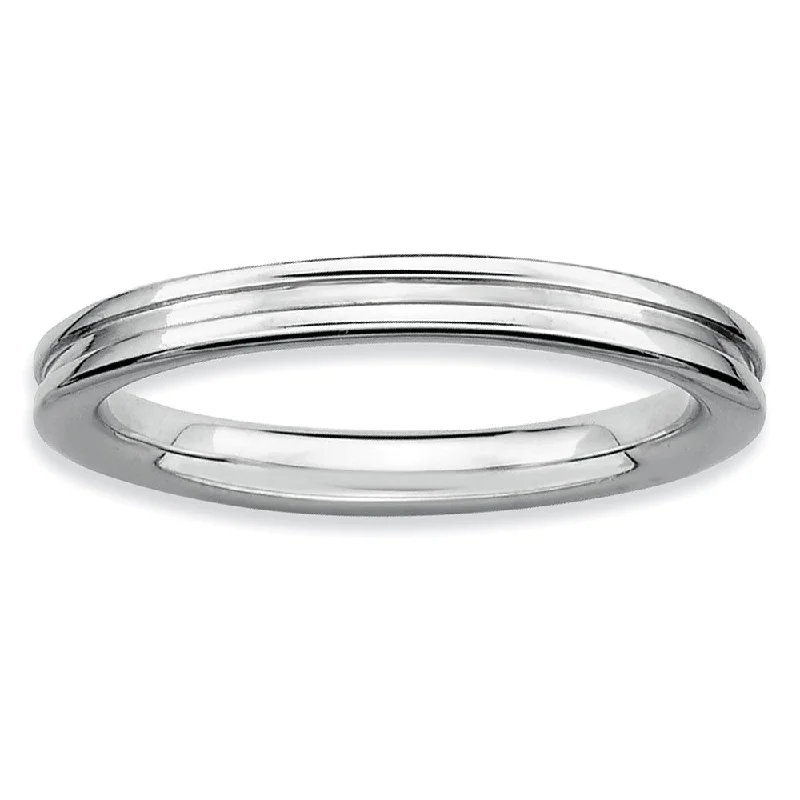 2.25mm Stackable Sterling Silver Grooved Band