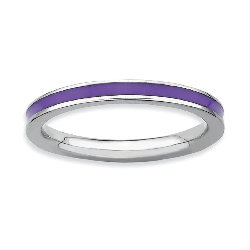 2.25mm Sterling Silver Stackable Purple Enameled Band