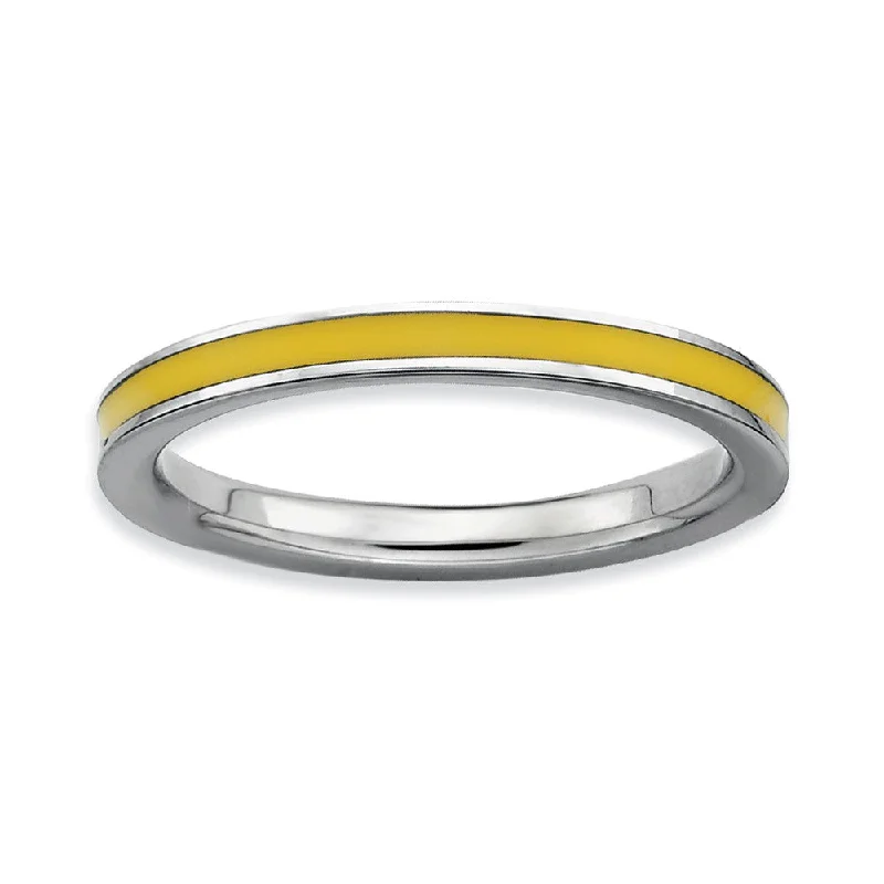 2.25mm Sterling Silver Stackable Yellow Enameled Band