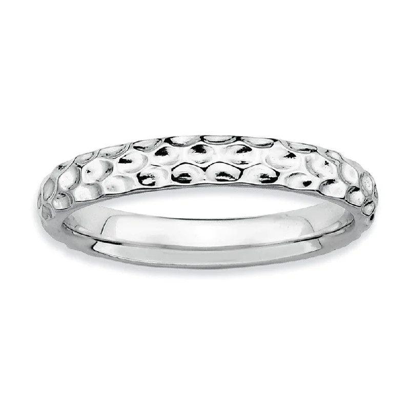 3.25mm Stackable Sterling Silver Hammered Band