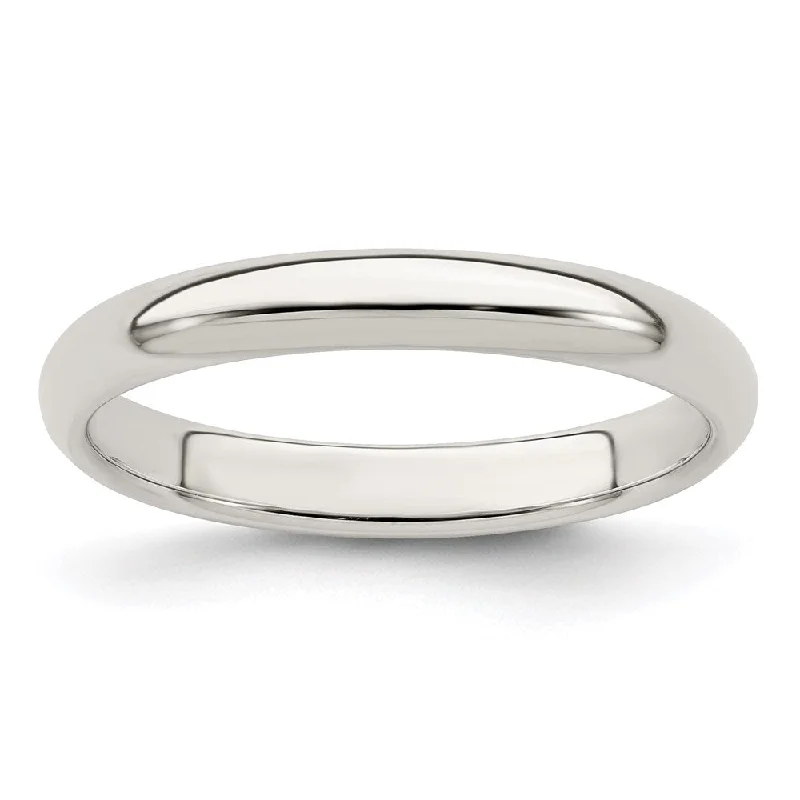 3mm Sterling Silver Stackable Polished Half Round Band