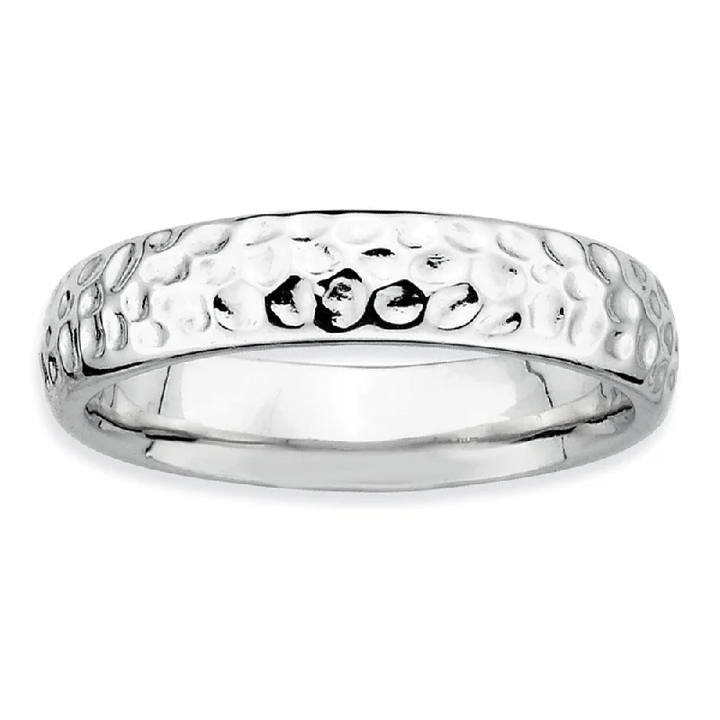 4.5mm Stackable Sterling Silver Hammered Band