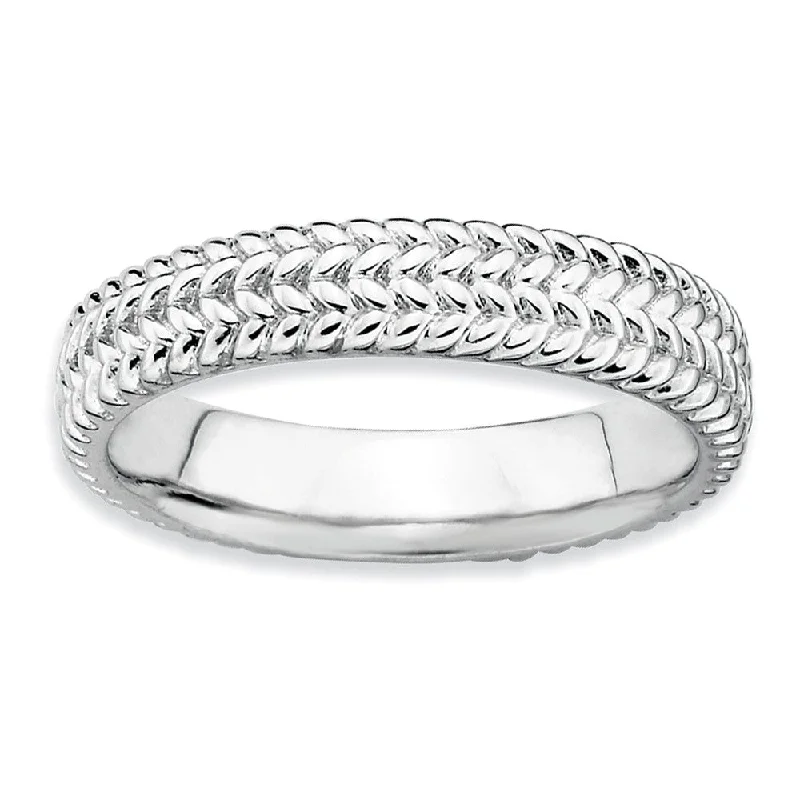 4.5mm Stackable Sterling Silver Wheat Band