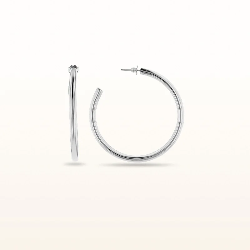 925 Sterling Silver 4.00 mm Tube Hoop Earrings