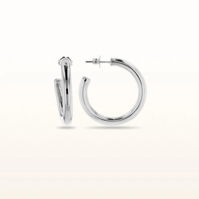 925 Sterling Silver 4.25 mm Tube Hoop Earrings