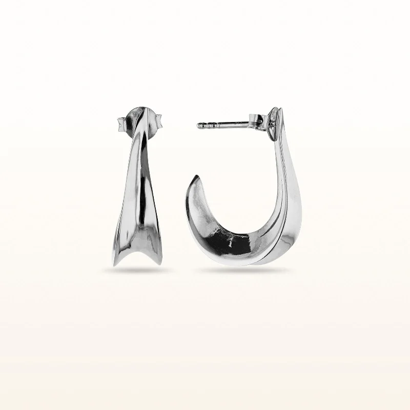 925 Sterling Silver Tapered Concave "J" Hoops