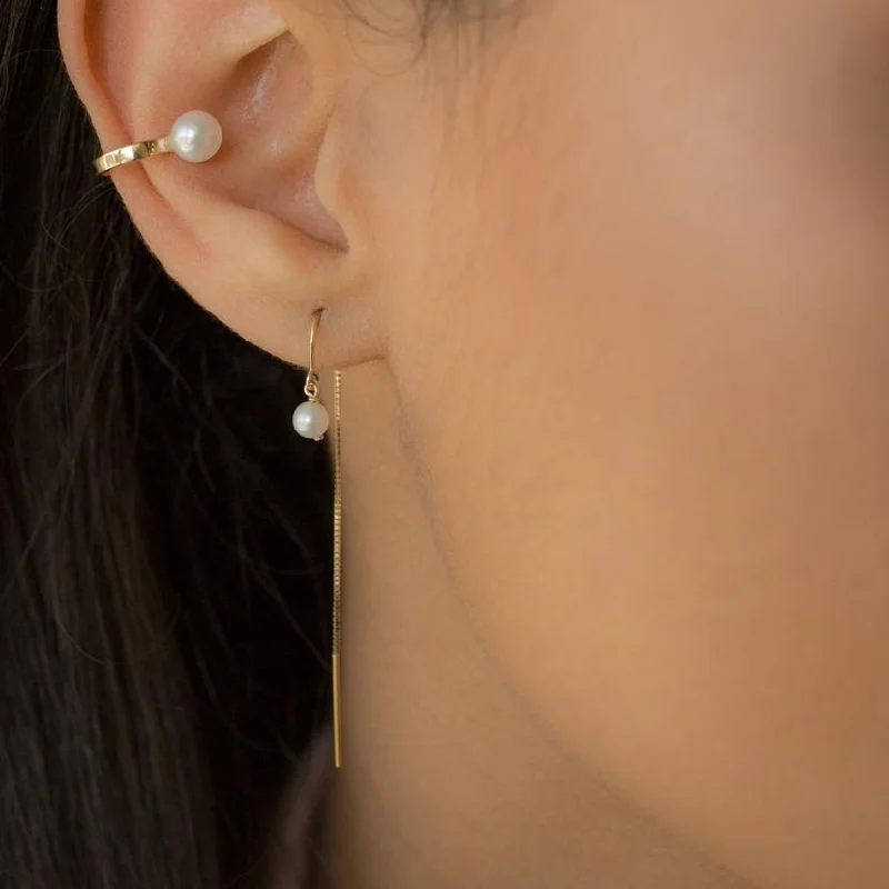 Baby Pearl Short Threader Earrings