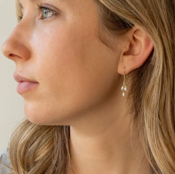 Luna Cascading Pink Pearl Earrings