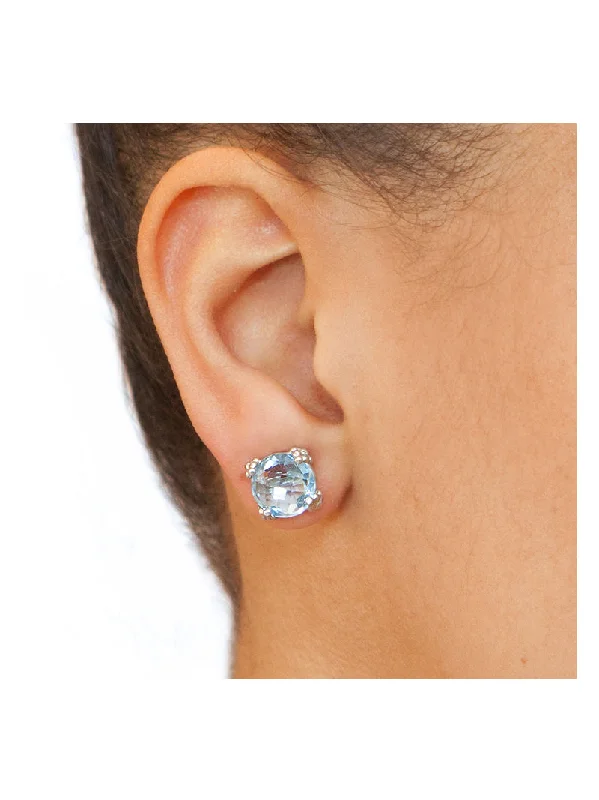 Dew Drop Cluster Studs - Blue Topaz & Silver