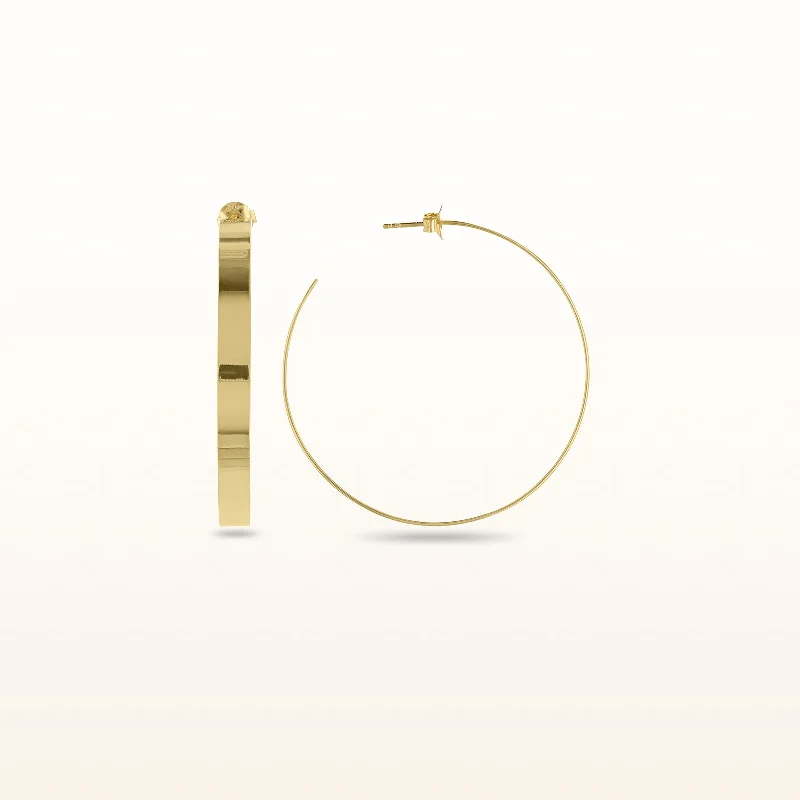 Yellow Gold Plated 925 Sterling Silver Classic Large Hoop Earrings