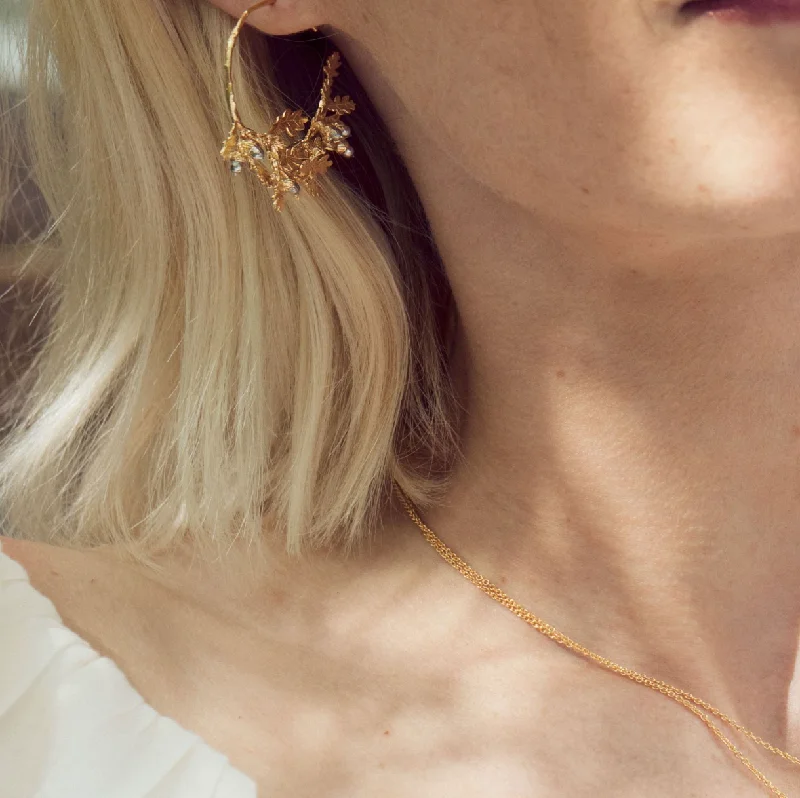 Oak Leaf & Acorn Hoop Earrings