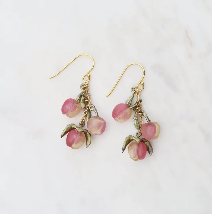 Peach Tree Three Drop Earrings