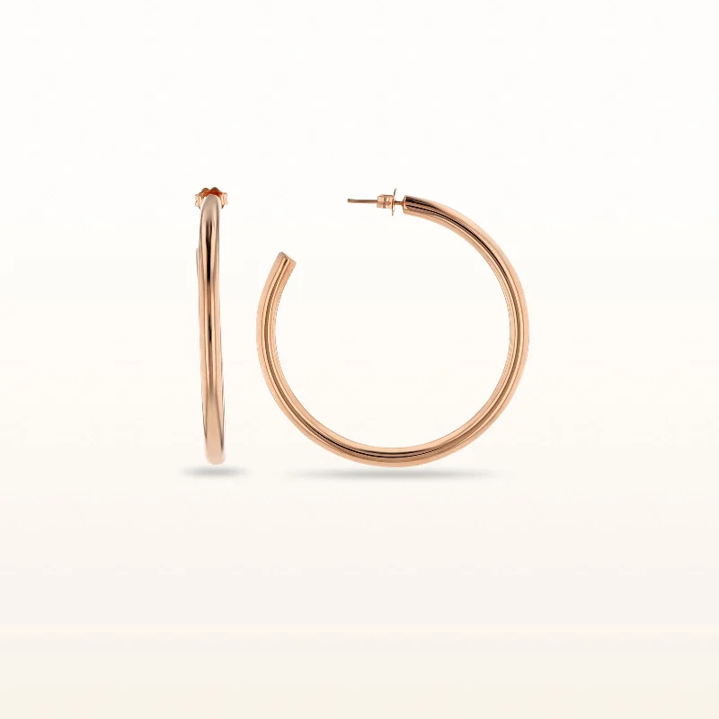 Rose Gold Plated 925 Sterling Silver 4.00 mm Tube Hoop Earrings