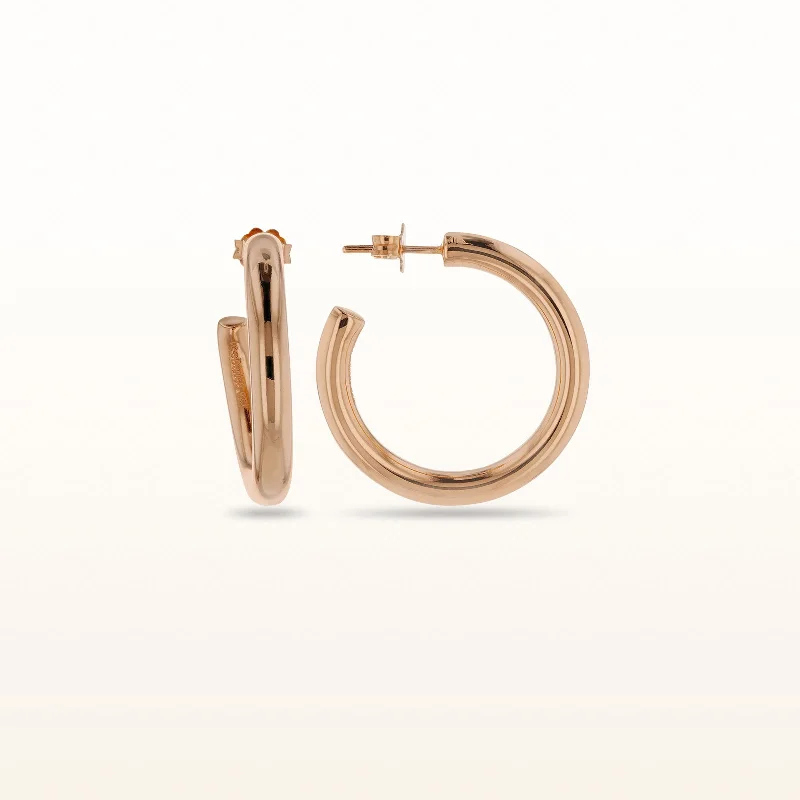 Rose Gold Plated 925 Sterling Silver 4.25 mm Tube Hoop Earrings