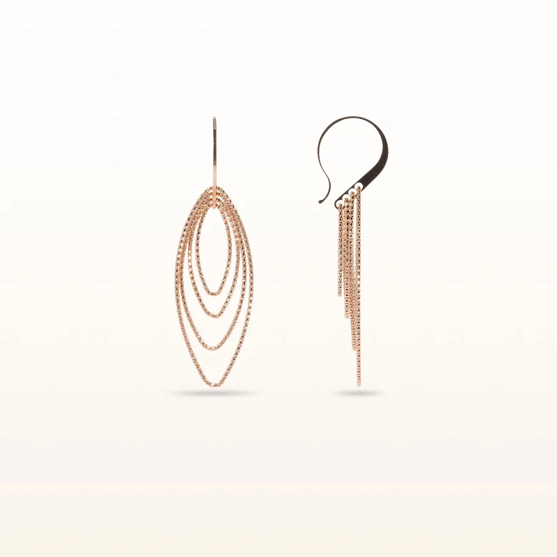 Rose Gold Plated 925 Sterling Silver Diamond Cut Marquise Shaped Drop Earrings