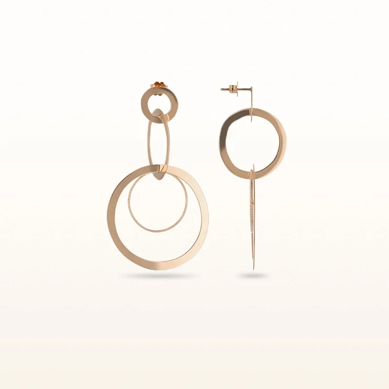 Rose Gold Plated 925 Sterling Silver Multi-Circle Dangle Earrings