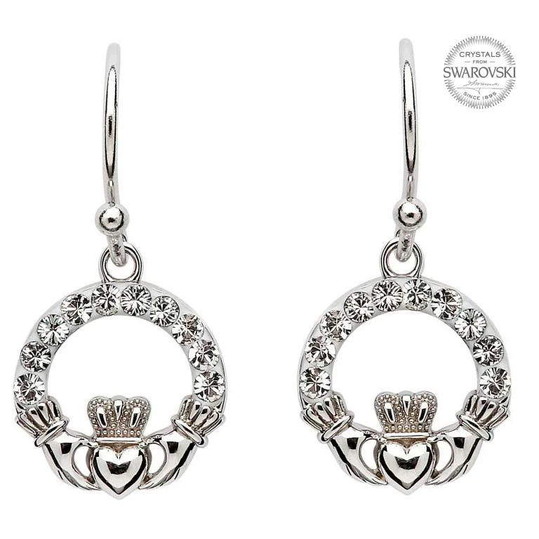 Swarovski Crystals Claddagh Earrings