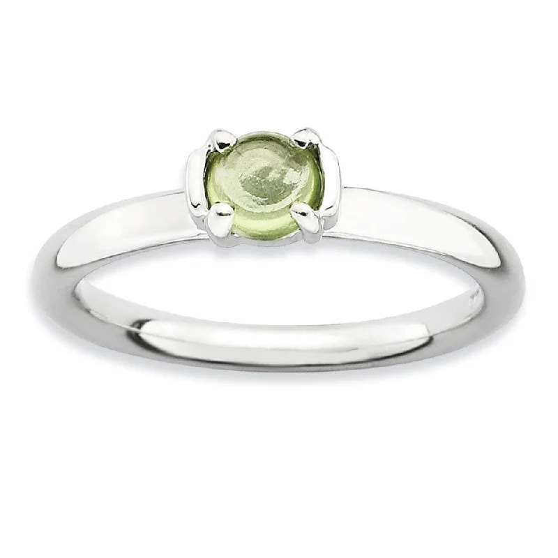 Silver Stackable 1/2 Carat Peridot Cabochon Ring