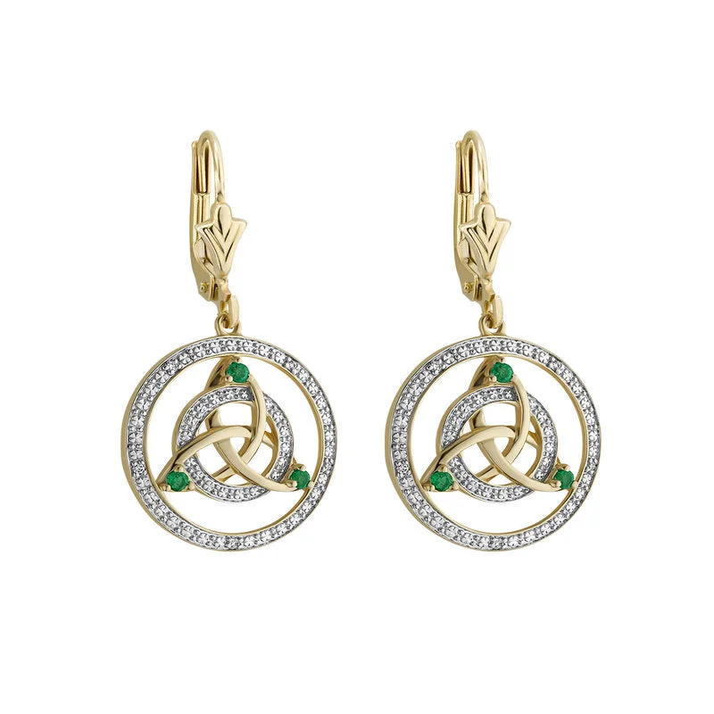 14k Two Tone Gold Diamond Celtic Earrings