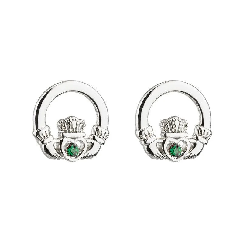 Crystal Claddagh Stud Earrings