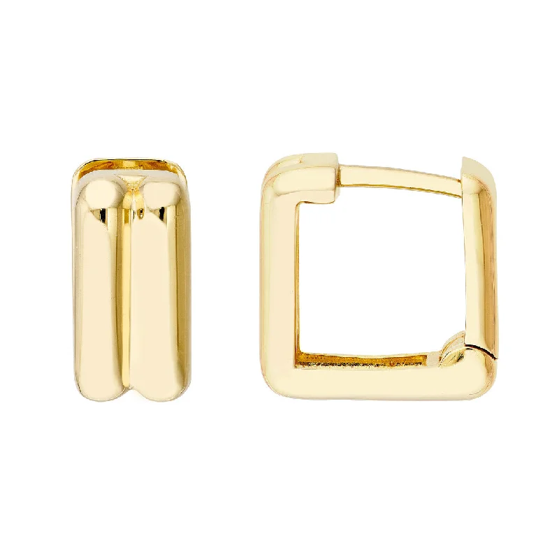 Square Double Row Hoop Earrings in 14kt Yellow Gold