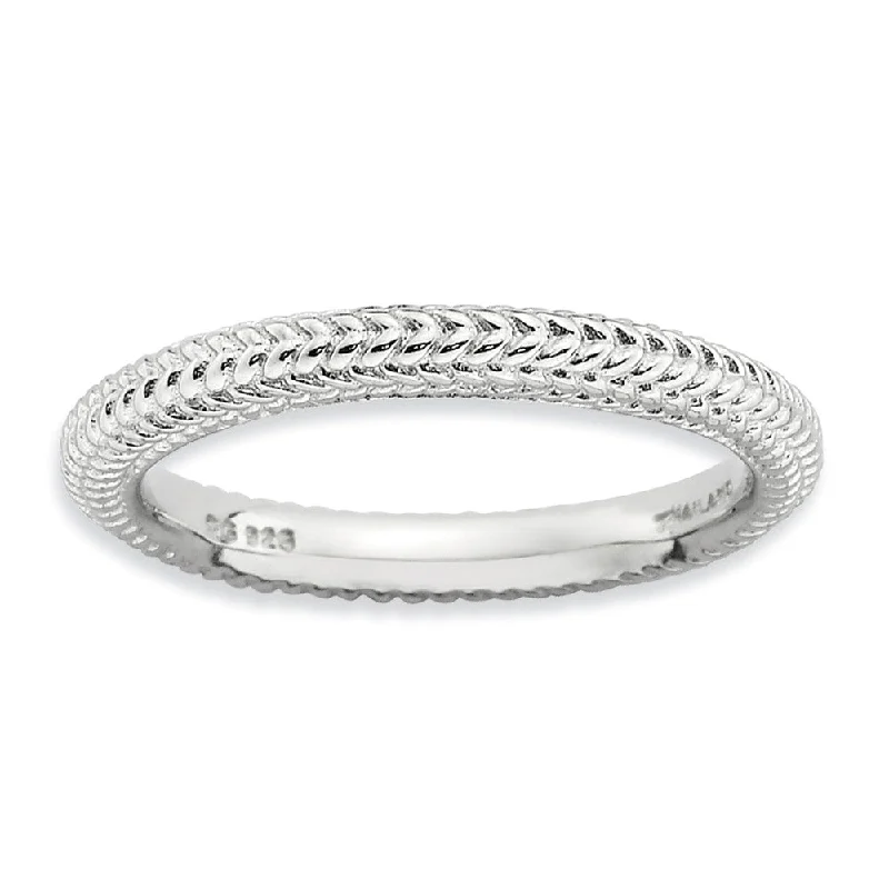 Stackable Sterling Silver Domed Wheat Band