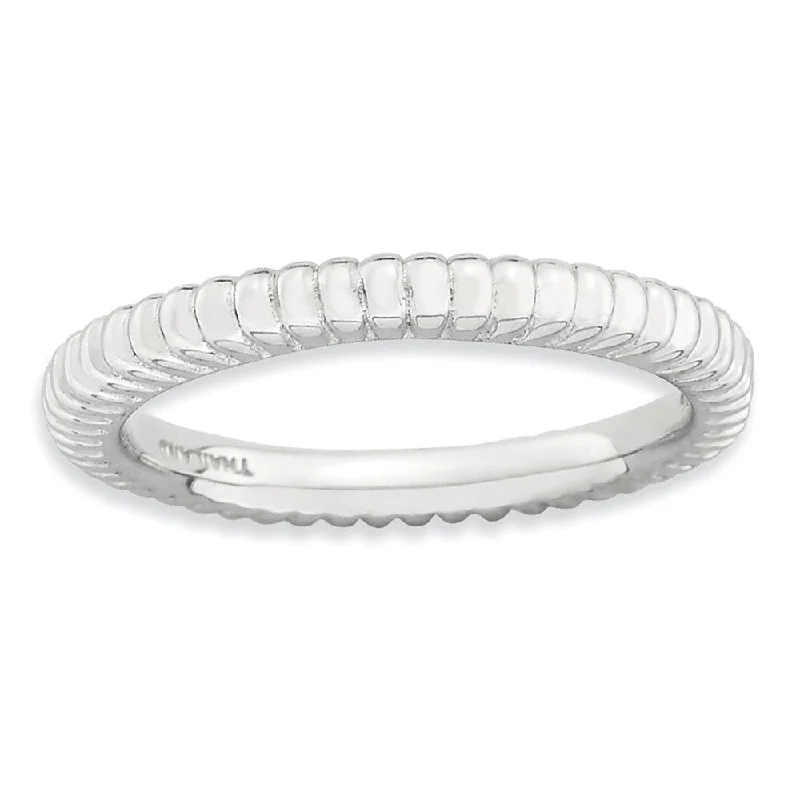 Stackable Sterling Silver Fluted Dome Band