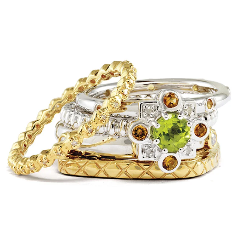 Sterling Silver & 14K Gold Plated Stackable Golden Dreams Ring Set