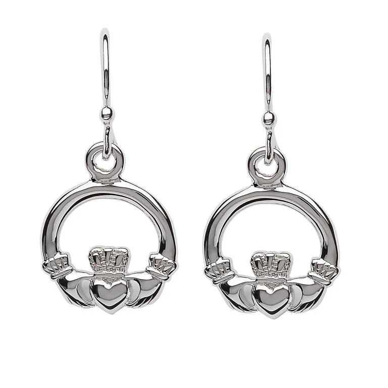 Sterling Silver Claddagh Drop Earrings