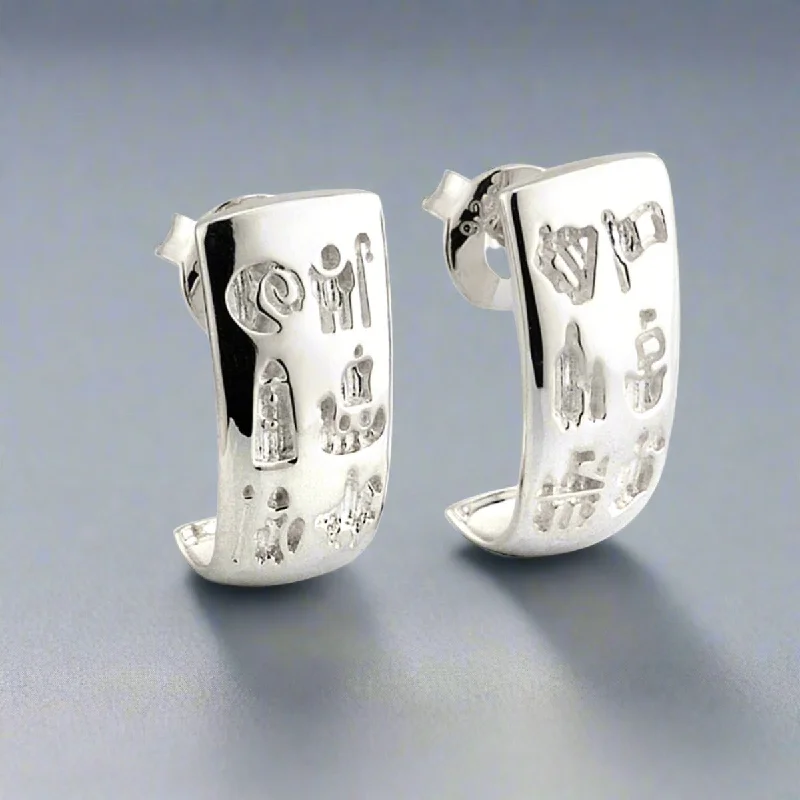 History of Ireland Sterling Silver Hoop Style Earrings